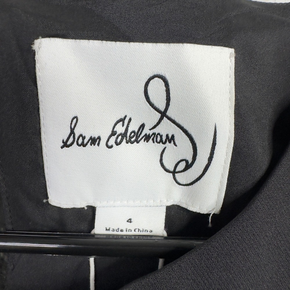 Sam Edelman Dress Womens 4 Black Feather Cuff Hollywood Glam Cocktail Minimalist - Picture 6 of 8